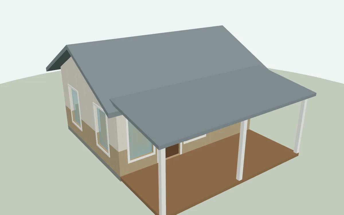 The Pool House Studio 3D rendering, front view